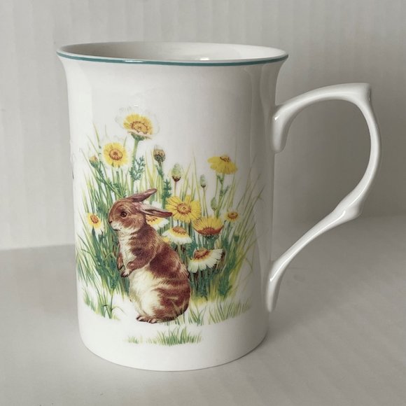 Gracie Bone Fine China by Coastline Imports Bunny Garden Meadow Cofee/Tea Mug - Picture 2 of 6